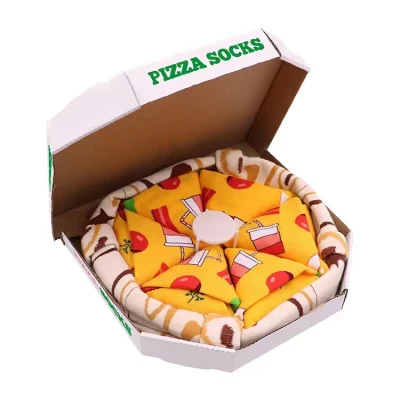 Design exclusivo cmax atacado pizza esportes feliz novidade senhora comida colorida tripulação criativa moda casal caixa de presente meias